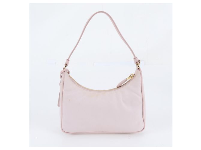 Borsa a mano in pelle e nylon Prada con logo triangolare - vista 3