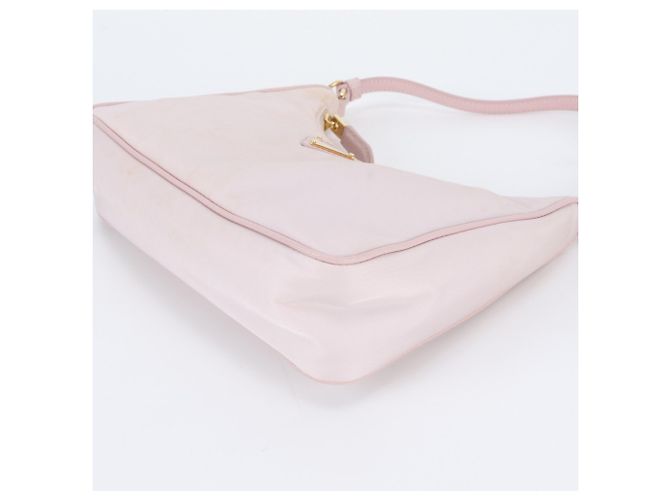 Borsa a mano in pelle e nylon Prada con logo triangolare - vista 5
