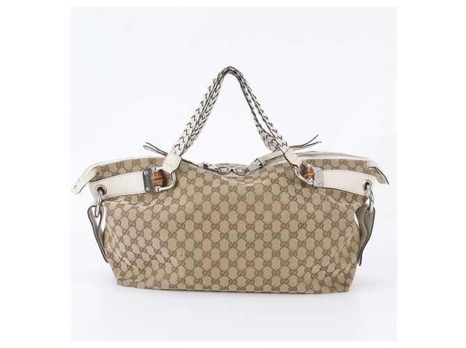 Gucci GG Canvas Bamboo Bar Ledertote - Ansicht 3
