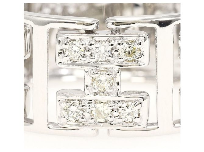 Autre Marque Ehering aus 18K Weißgold mit Diamant - Ansicht 2