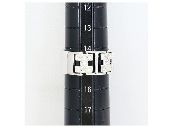 Autre Marque Ehering aus 18K Weißgold mit Diamant - Ansicht 6