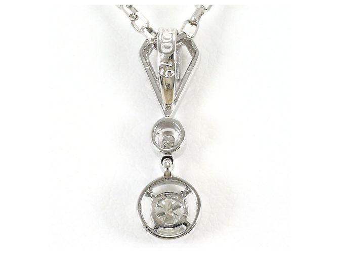 Autre Marque Platinhalskette mit Diamantanhänger - Ansicht 3