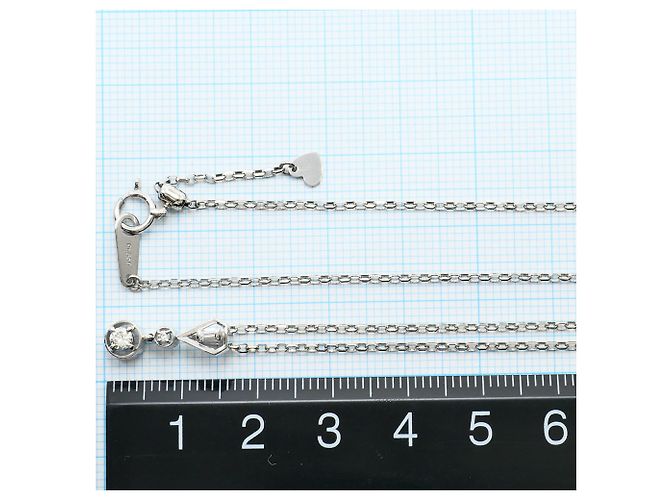Autre Marque Platinhalskette mit Diamantanhänger - Ansicht 4