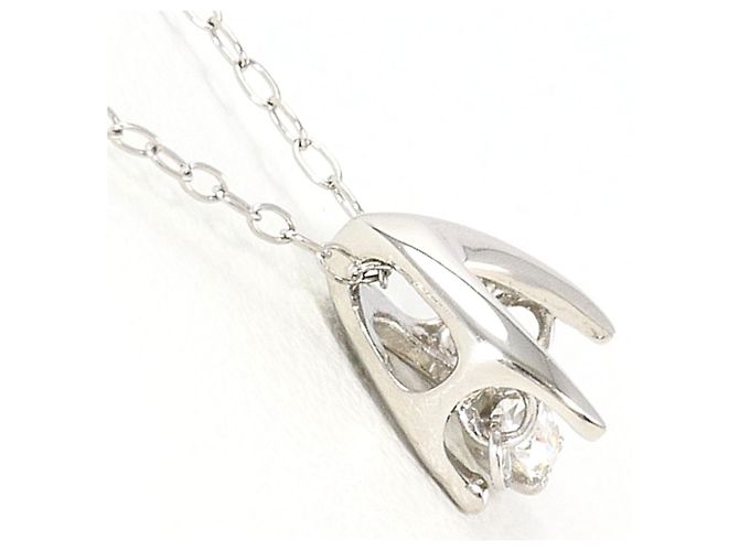 Autre Marque Platinhalskette mit Diamantanhänger - Ansicht 2