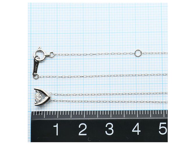 Autre Marque Platinhalskette mit Diamantanhänger - Ansicht 4