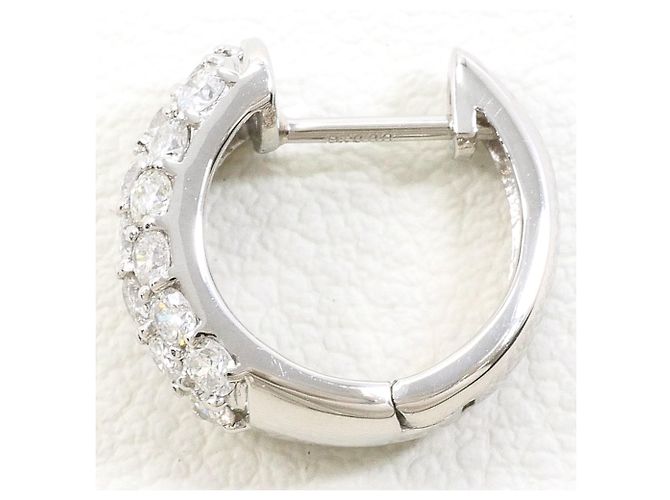 Autre Marque Gebrauchte PT900 Platin-Creolen mit Diamant - Ansicht 2