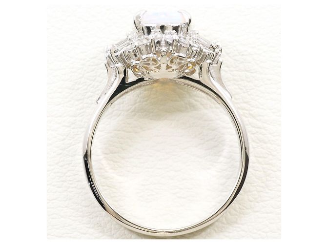 Autre Marque Platinbandring mit Opal und Diamant - Ansicht 3