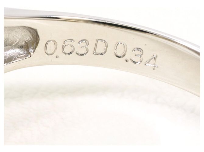 Autre Marque PT900 Platin-Bandring mit Katzenauge und Diamant - Ansicht 5