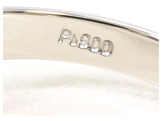 Autre Marque PT900 Platin-Bandring mit Katzenauge und Diamant - Ansicht 6