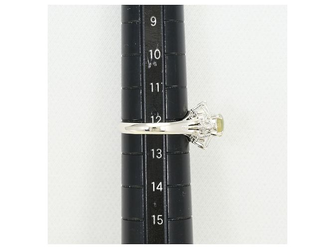 Autre Marque PT900 Platin-Bandring mit Katzenauge und Diamant - Ansicht 7