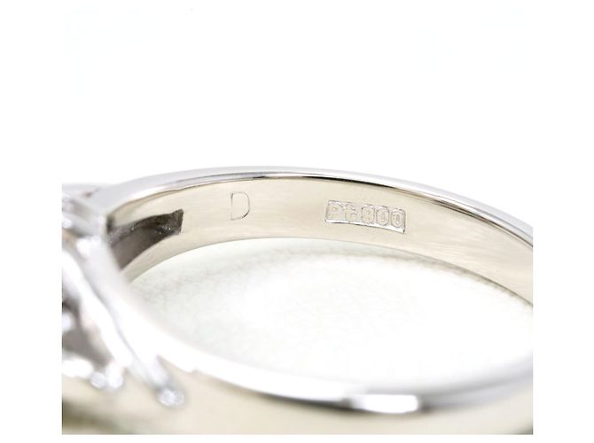Autre Marque Platin-Bandring mit Smaragd und Diamant - Ansicht 4