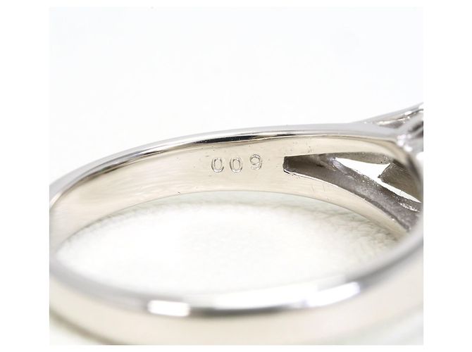 Autre Marque Platin-Bandring mit Smaragd und Diamant - Ansicht 5