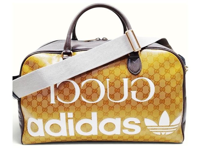 Gucci x Adidas Borsa da Viaggio Duffle Monogramma GG Marrone - vista 4