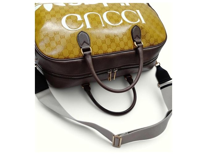 Gucci x Adidas Borsa da Viaggio Duffle Monogramma GG Marrone - vista 6
