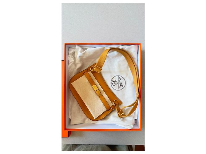 Jypsiere Borsa Hermès Jypsière mini in pelle Swift, sésame/caramel - vista 2