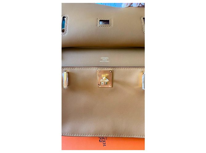 Jypsiere Borsa Hermès Jypsière mini in pelle Swift, sésame/caramel - vista 5