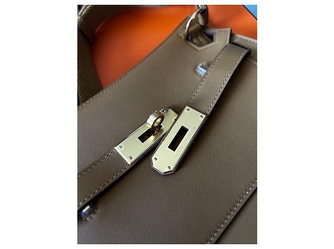 Jypsiere Borsa Hermès Jypsière mini in pelle Swift, sésame/caramel - vista 8
