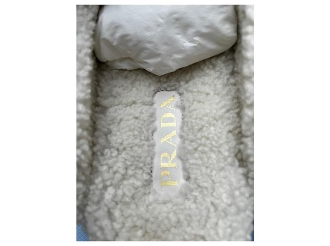 Prada Sabot in camoscio e montone Ecru - vista 6