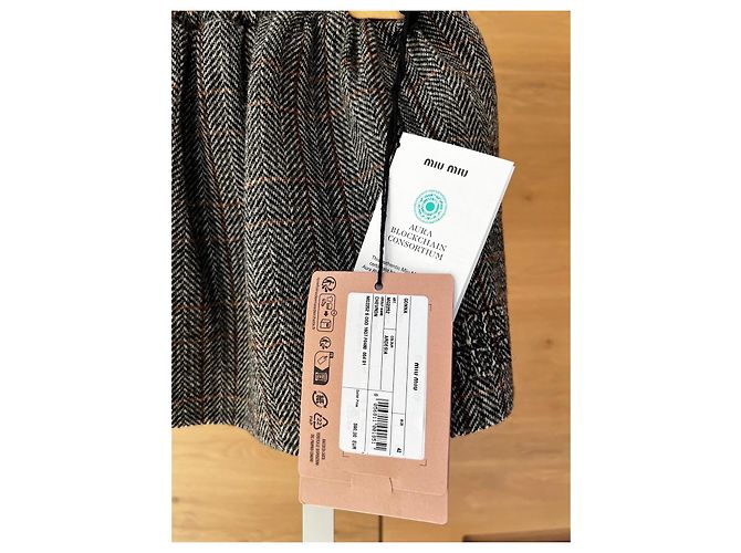 Miu Miu Falda Corta de Lana Espiga - vista 2