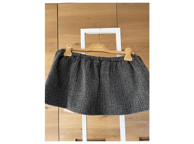 Miu Miu Falda Corta de Lana Espiga - vista 4