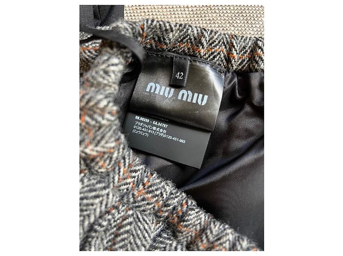 Miu Miu Falda Corta de Lana Espiga - vista 5