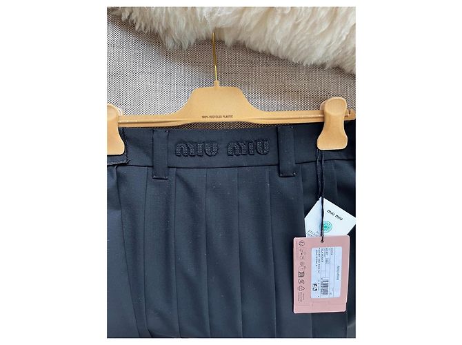 Falda plisada Miu Miu de lana y mohair negra - vista 4