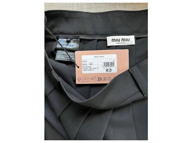 Falda plisada Miu Miu de lana y mohair negra - vista 8