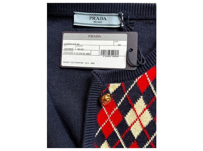 Prada Baumwoll-Cardigan mit Rautenmuster - Ansicht 10