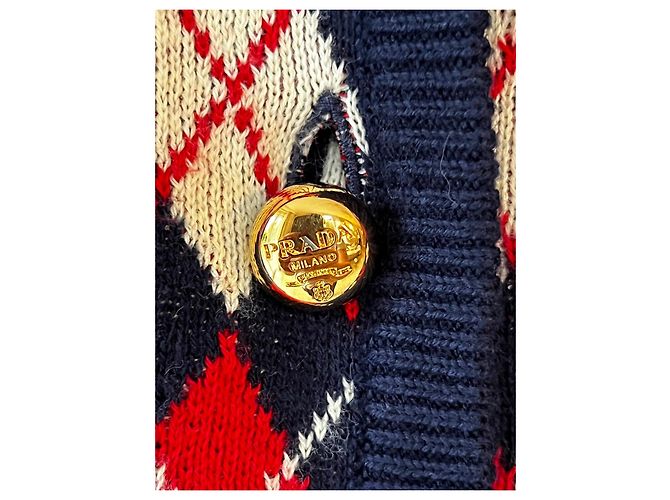 Prada Baumwoll-Cardigan mit Rautenmuster - Ansicht 2