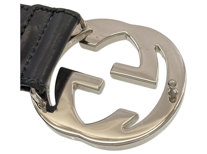 Gucci 114984 Interlocking G Black Leather Belt - view 11