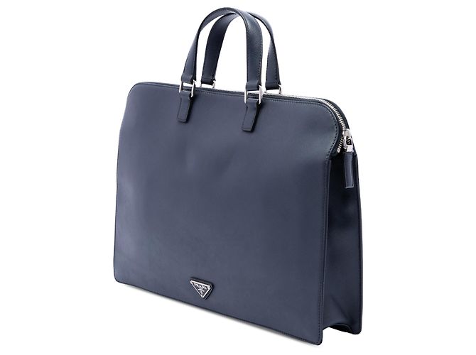 Borsa da lavoro Prada Blue Saffiano - vista 2