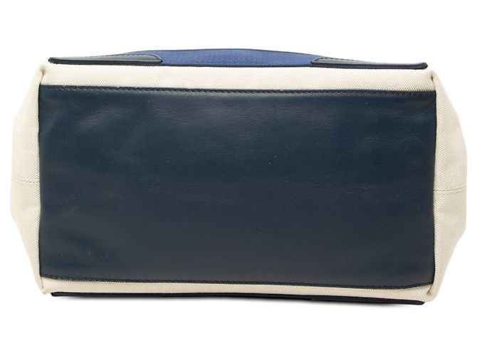 Balenciaga Cabas Tote S in tela bianca e blu navy - vista 3