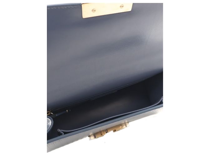 Dior Blue Calfskin Microcannage 30 Montaigne Chain Flap - vista 4