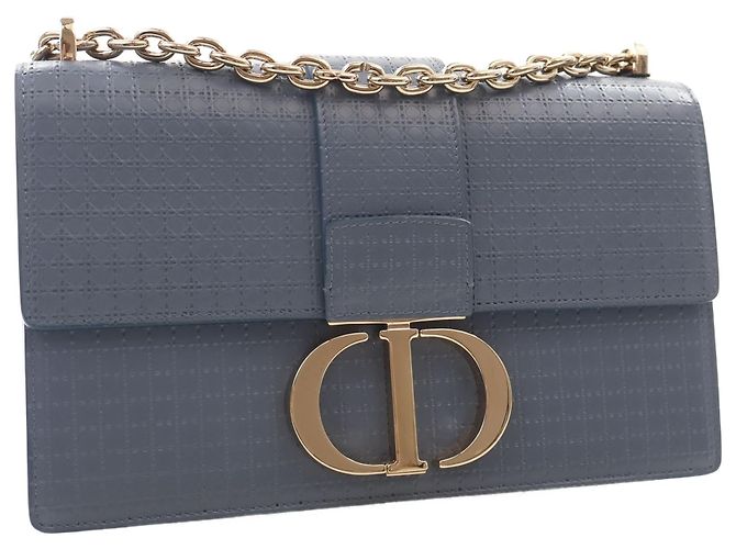 Dior Blue Calfskin Microcannage 30 Montaigne Chain Flap - vista 8