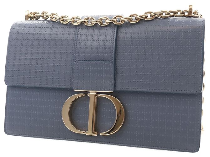 Dior Blue Calfskin Microcannage 30 Montaigne Chain Flap - vista 9