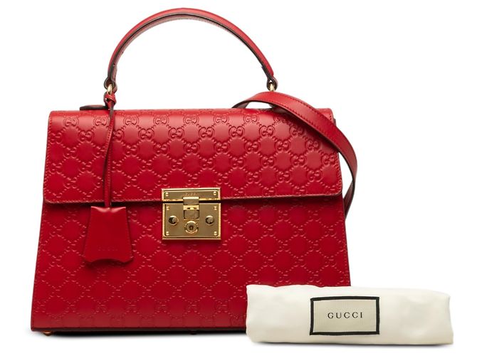 Padlock Borsa a mano Gucci Red Guccissima con lucchetto - vista 7