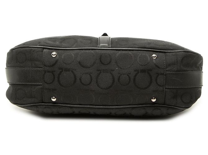 Salvatore Ferragamo Borsa a tracolla Ferragamo in tela Gancini nera - vista 3