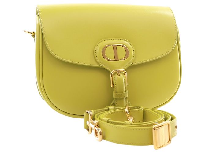 Borsa a tracolla Bobby Dior Medium in pelle di vitello gialla - vista 11