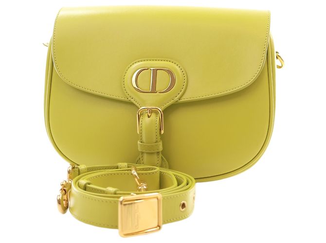 Borsa a tracolla Bobby Dior Medium in pelle di vitello gialla - vista 12