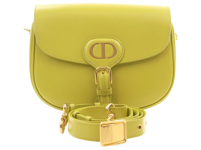 Borsa a tracolla Bobby Dior Medium in pelle di vitello gialla - vista 13