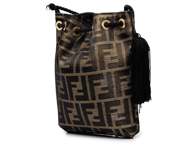 Fendi Brown Zucca Canvas Beuteltasche mit Kordelzug - Ansicht 2