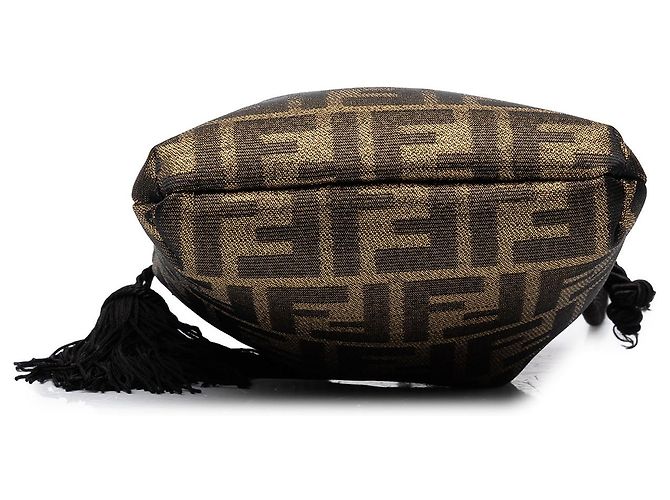 Fendi Brown Zucca Canvas Beuteltasche mit Kordelzug - Ansicht 3