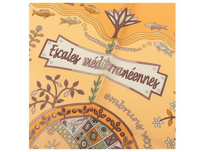 Foulard di seta Hermès Yellow Escales Mediterraneennes 90 - vista 7
