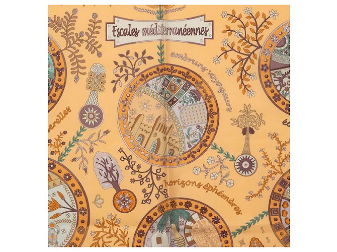 Foulard di seta Hermès Yellow Escales Mediterraneennes 90 - vista 8