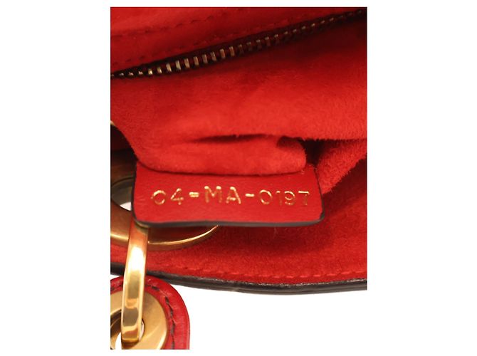 Dior Mini Lady Dior Supple in pelle d'agnello Cannage rossa borchiata - vista 7