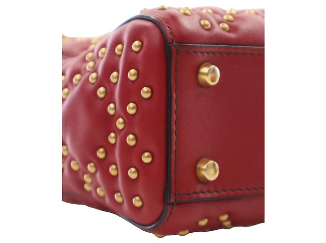Dior Mini Lady Dior Supple in pelle d'agnello Cannage rossa borchiata - vista 8