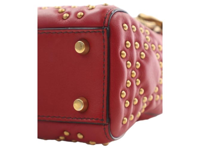 Dior Mini Lady Dior Supple in pelle d'agnello Cannage rossa borchiata - vista 9
