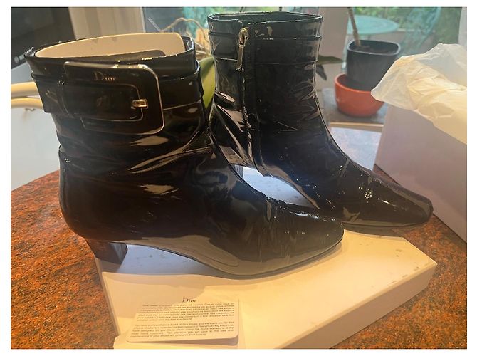Dior Botines de Cuero Charol Negro - vista 5