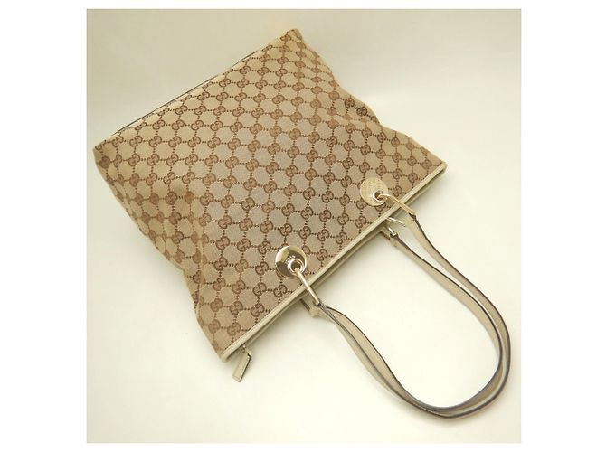 Borsa Tote Gucci GG Canvas Beige - vista 4