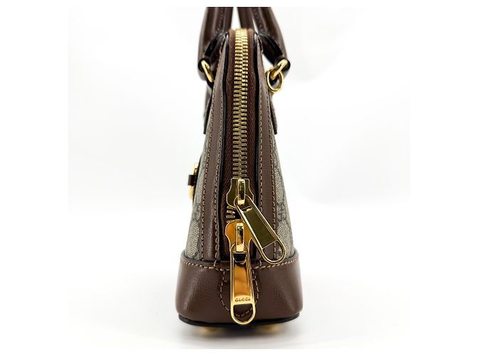 Gucci Horsebit 1955 Top Handle GG Coated Canvas with Leather Mini - vista 3